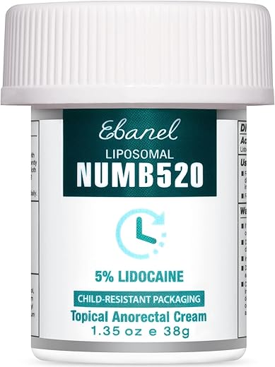 Creme Anestésico Máximo com Lidocaína 5%%, Alívio da Dor, Queimaduras e Coceiras, 1,35 Oz 1-Pack, com Vitamina E para Uso Local e Anorretal – Marca Ebanel - Ebanel