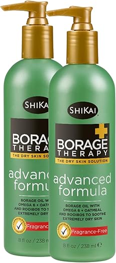 Borage Therapy Fórmula Avançada Hidratante Corporal (240ml, Pacote com 2) | Sem Fragrância | Loção Hidratante para Mãos Secas - ShiKai