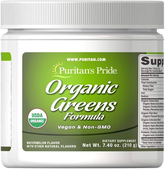 Puritan's Pride - Puritan’s Pride Pó de Verdes Orgânicos com Enzimas Prebióticas e Probióticas, 207g – Benefícios para a Saúde e Bem-Estar