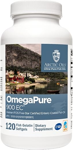 OmegaPure 900 EC – Óleo de Peixe Ômega 3 Certificado Alaskan IFOS Five-Star – Suporte à Saúde das Articulações, Cardiovascular e Cerebral (120 cápsulas) - XYMOGEN