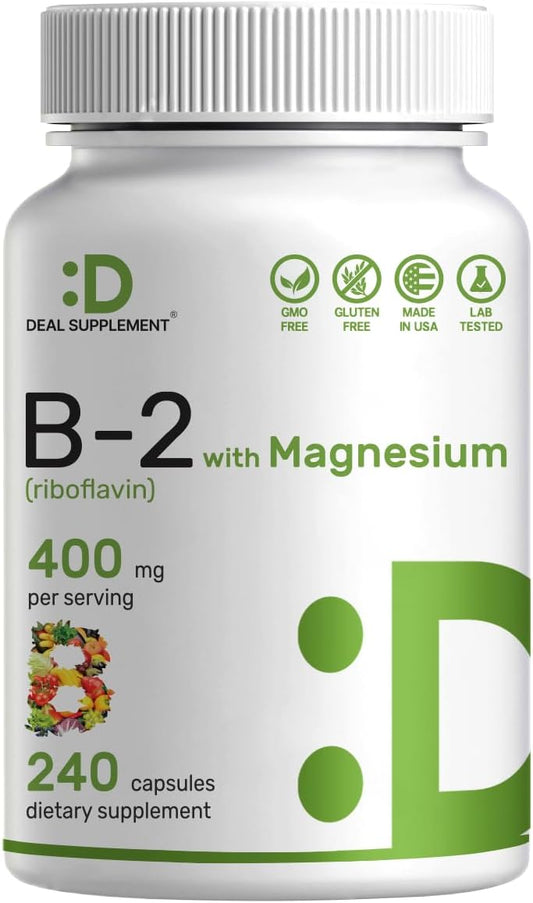 DEAL SUPPLEMENT - Vitamina B2 Riboflavina 400 mg, 240 Cápsulas | Vitaminas – Marca em Primeiro Lugar
