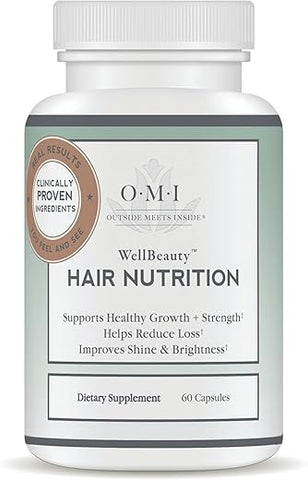 WELLBEAUTY - OMI Hair Nutrition: Suplemento para Crescimento Capilar Feminino, Comprovado Clinicamente para Crescer Cabelos, Reduzir Queda Capilar, Fórmula Médica para Cabelos Mais Fortes e Mais Espessos com Queratina e Biotina