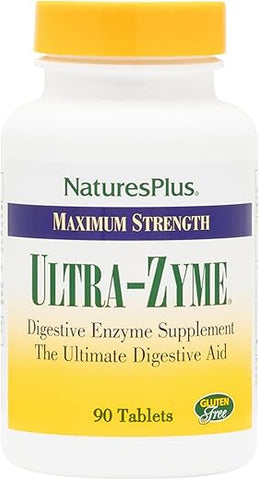 UltraZyme – 120 mg Bile de Boi, 90 Comprimidos – Suplemento Enzimático Digestivo de Máxima Potência, Promove Absorção de Nutrientes – 45 Porções - Natures Plus