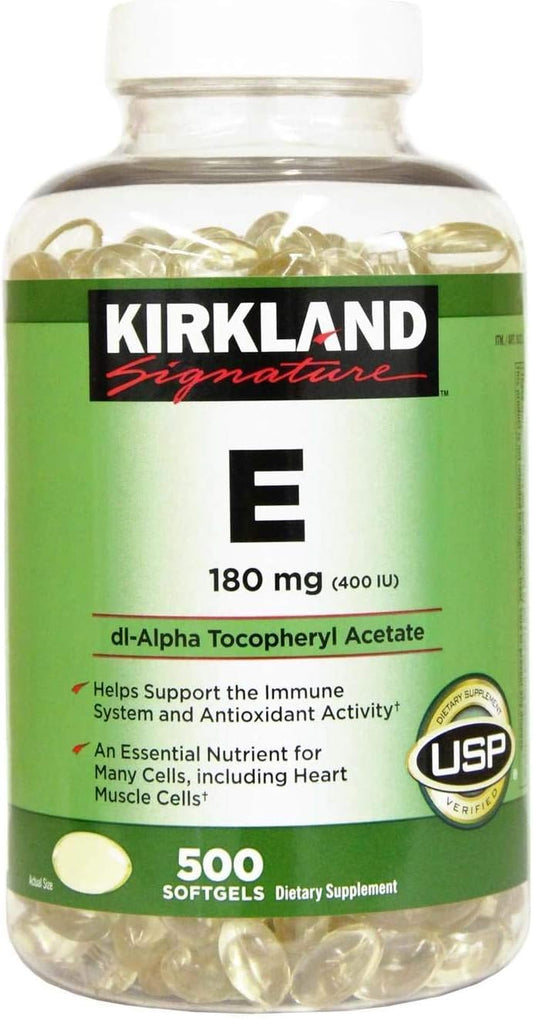 KIRKLAND - Kirkland Signature Vitamina E 180mg, 500 Softgels (2 Pacotes) – Compre Agora!