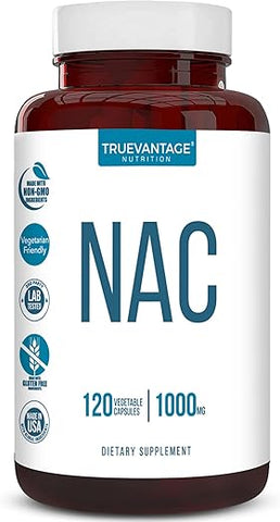 Truevantage Nutrition - Suplemento NAC (N-Acetil Cisteína) – 1000 mg – Suporte Antioxidante – Promove Saúde do Fígado e Desintoxicação – Fortalece Saúde Pulmonar e Imunológica – Cápsulas Vegetais – 120 Unidades – 60 g