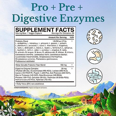 Probióticos 120 Bilhões UFCs | 36 Cepas, com Prebióticos – Saúde Digestiva e Imunidade Reforçada - VITALITOWN