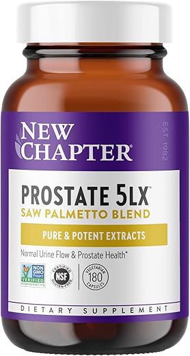 Prostate 5LX™ – Suplemento de Próstata com Saw Palmetto e Selênio Fermentado – 180 cápsulas vegetarianas - New Chapter