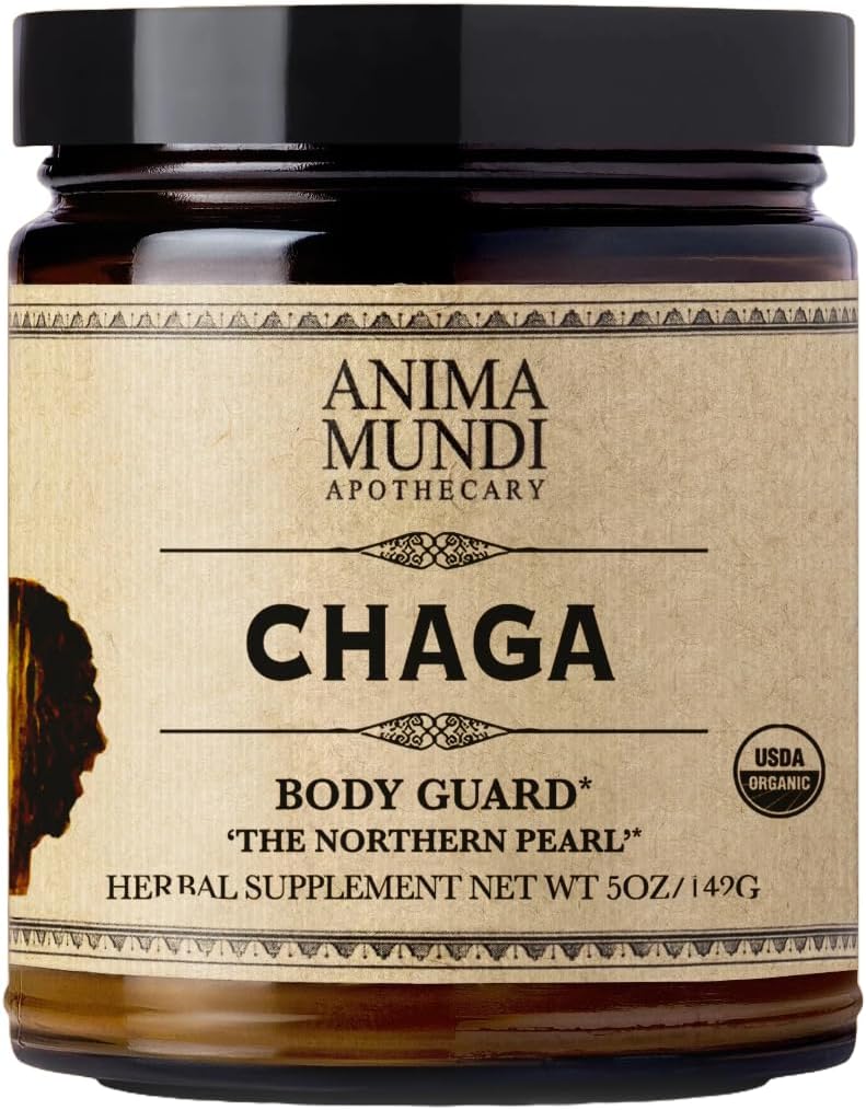 Anima Mundi Apothecary - Anima Mundi Pó de Cogumelo Chaga Orgânico – Suporte ao Sistema Imunológico com Extrato de Chaga Orgânico – Ideal para Chá, Café e Mais – Anima