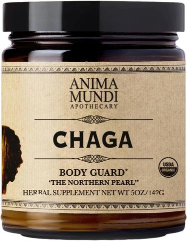 Anima Mundi Apothecary - Anima Mundi Pó de Cogumelo Chaga Orgânico – Suporte ao Sistema Imunológico com Extrato de Chaga Orgânico – Ideal para Chá, Café e Mais – Anima
