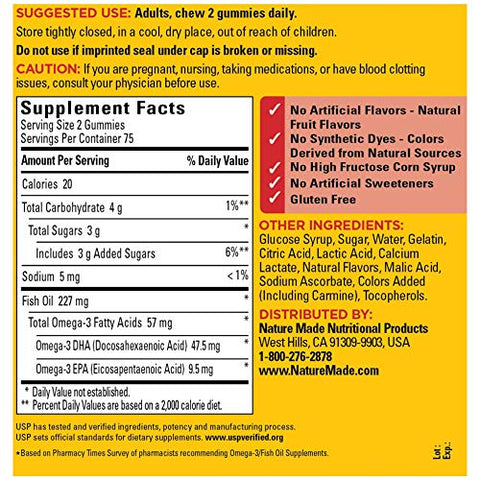 Gummies Ômega 3, 150 Softgels – Tamanho Econômico, Sabor Morango e Limão - Nature Made