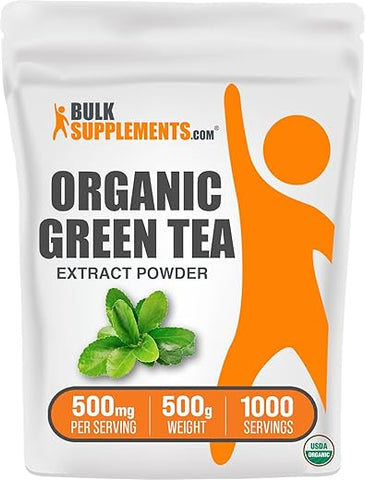 com Extrato de Chá Verde Orgânico em Pó – Suplemento Herbal, Chá Verde em Pó – Vegano | Marca BulkSupplements.com - BulkSupplements