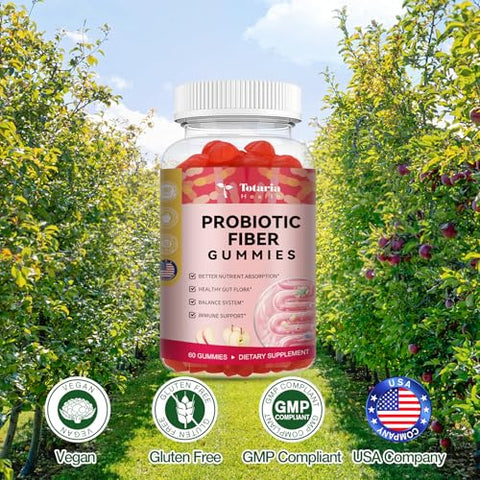 Totaria - Gomas de Fibra Probiótica 9 em 1 para Adultos – Marca Probiótica, 180g