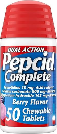 Complete Sabor de Frutas Vermelhas – 100 Comprimidos Mastigáveis (50ct x2 frascos) - Pepcid