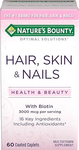 Nature's Bounty - Nature’s Bounty Hair, Skin and Nails Caplets 60 un (Pacote com 5) – Cuidados com a Beleza e Saúde dos Cabelos, Pele e Unhas