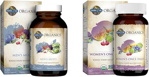 Organics – Multivitamínico Vegano para Homens e Mulheres, Vitaminas e Minerais de Alimentos Integrais, 180 Tabletes - Garden of Life