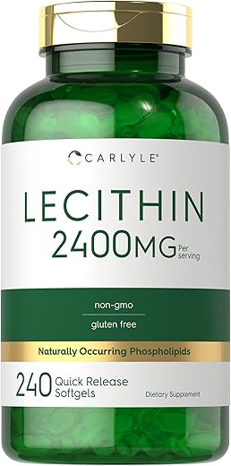 Lecithin 2400mg | 240 Cápsulas Softgel | Suplemento de Fosfolipídeo | Livre de Transgênicos, Sem Glúten | Carlyle - Carlyle