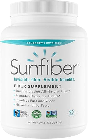 Tomorrow's Nutrition - Amanhã’s Nutrition Sunfiber – Suplemento de Fibra Prebiótica para Saúde Digestiva, Baixo FODMAP, Sem Glúten, Sem Sabor, 90 Porções
