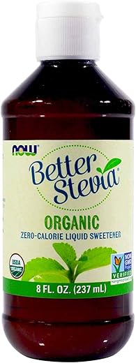 FOODS ORGANIC BETTER STEVIA, 240 ml, 2-PACK – Açúcar Orgânico Alternativo, Adoçante Natural, Sem Calorias - NOW