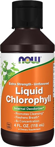 Suplementos, Clorofila Líquida Extra Forte, Sem Sabor, Desodorizador Interno*, Promove Limpeza*, Refresca o Hálito*, Concentração 4X, 118 mL - NOW Foods