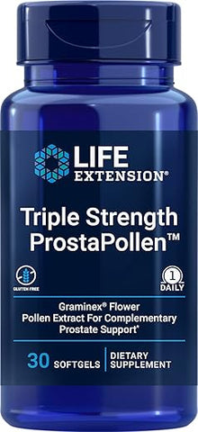 Triple Strength Prosta Pollen – Saúde da Próstata – 1 Diário – Sem Glúten – 30 Softgels - Life Extension