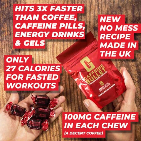 40 Mint Gomas de Cafeína para Adultos = 4000mg de Energia, Mais Rápido que os géis de corrida - Caffeine Bullet