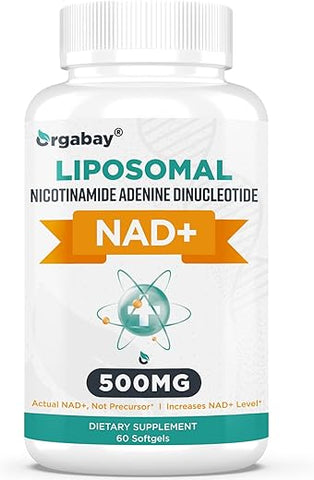 Orgabay - Suplemento Liposomal NAD 500 mg, Alta Absorção, Aumente NAD com TMG 250 mg, NAD Real mais Eficiente que Ribosídeo de Nicotinamida, Suporte à Energia Celular, Envelhecimento Saudável