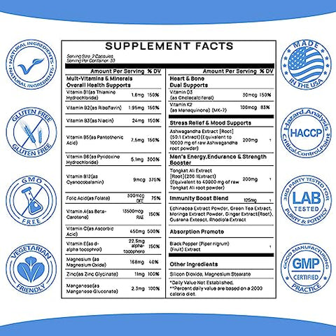 SciVital - Ashwagandha 10000mg Tongkat Ali 40000mg – Suplemento com Multivitamina D3 K2 para a Saúde Masculina