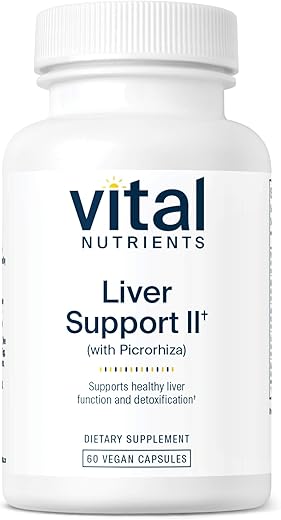 Liver Support II com Picrorhiza, Cardo Mariano e Curcumina | Suplemento Vegano | Combinação Herbal para Apoiar a Função Saudável do Fígado | Sem Glúten, Laticínios e Soja | 60 cápsulas - Vital Nutrients