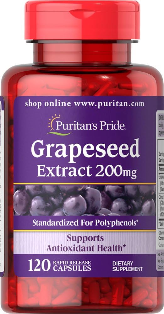 Puritan's Pride - Puritan’s Pride – Extrato de Semente de Uva 200 Mg Cápsulas, 120 Unidades