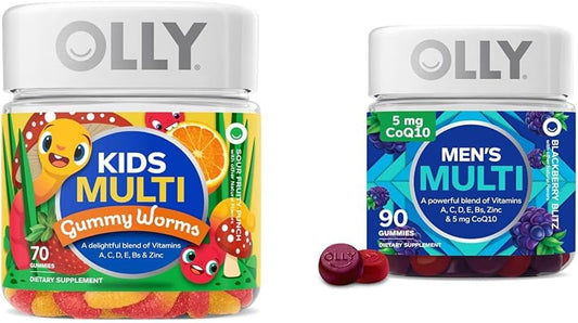 Kids Gummy Worms Multivitamínicos, Saúde Geral e Suporte Imunológico, Vitaminas e Minerais A, C, D - OLLY
