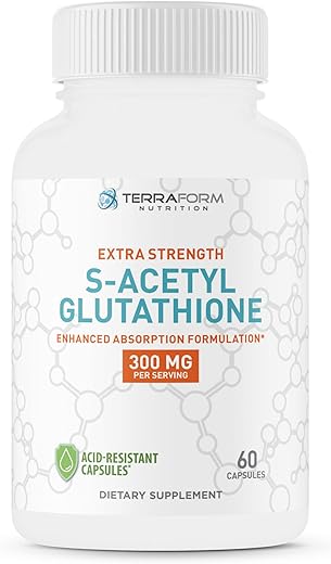 TerraForm Nutrition - Terraform Nutrition – Suplemento S-Acetyl Glutathione Extra Forte 300mg – 60 Cápsulas Resistentes ao Ácido – Fabricado nos EUA