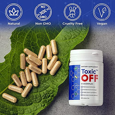 TOXIC OFF - Cápsulas Diárias Fáceis de Engolir, 20,0 Porções (Pacote de 1)