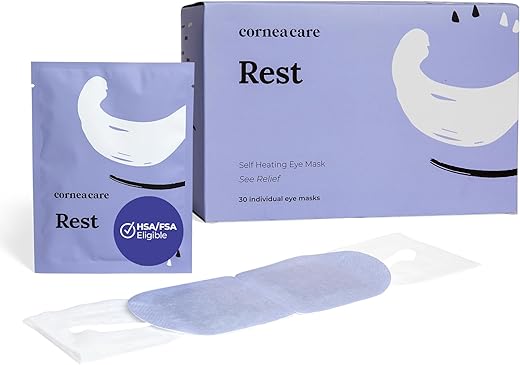 CorneaCare - Rest: Compressa Autoaquecedora para os Olhos | Máscara Aquecida para Alívio Rápido dos Olhos Secos | Sem Necessidade de Micro-ondas | Produtos para Tratamento dos Olhos Secos | 30 Unidades | FSA
