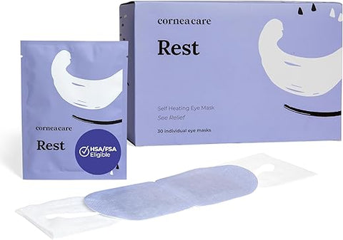 CorneaCare - Rest: Compressa Autoaquecedora para os Olhos | Máscara Aquecida para Alívio Rápido dos Olhos Secos | Sem Necessidade de Micro-ondas | Produtos para Tratamento dos Olhos Secos | 30 Unidades | FSA