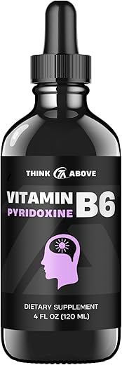 Think Above - Suplemento Líquido de Vitamina B6 Pyridoxine, Frasco de Vidro 120 ml – Marca em Destaque