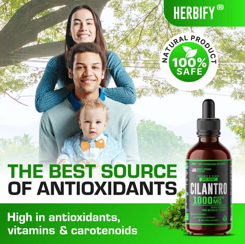 Tintura de Coentro Orgânico – Suplemento Herbal de Coentro para Desintoxicação – Rica Fonte de Antioxidantes – Apoia a Limpeza do Coração e do Corpo – Fabricado nos EUA – Extrato de Coentro Orgânico - HERBIFY