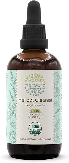 HerbEra - Tintura Herbal Cleanse B120 Orgânica Certificada USDA Sem Álcool | Fórmula de Desintoxicação e Limpeza | Suplemento de Extrato | Erva de Absinto Orgânica, Casca de Nogueira Preta, Botões de Cravo | Elimine