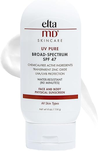 EltaMD UV Pure Protetor Solar Facial e Corporal, Protetor Solar Mineral para Crianças e Adultos, Resistente à Água por até 80 Minutos, Tubo de 4.0 oz (113 g)