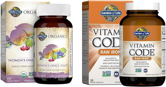 Women’s Organics – Multivitamínico Diário com Cápsulas de Ferro Raw – 60 Tabletes + 30 Unidades - Garden of Life