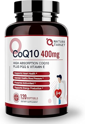 CoQ10-400mg Plus PQQ com Vitamina E – Potencialize sua saúde com antioxidantes poderosos - NATURE TARGET