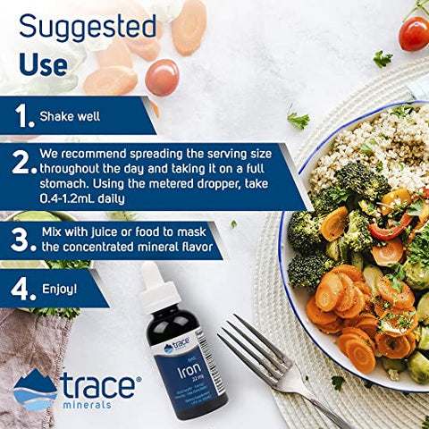 Suplemento Dietético de Ferro Iônico Líquido | Suporta Função Cognitiva, Produção de Energia e Manutenção Ótima do Sistema Imunológico | 1,9 Ounce 22 mg por Porção (2 Pacotes) - Trace Minerals