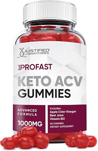 ProFast Keto ACV Gummies 1000MG – Vegan Non GMO com Suco de Romã, Beterraba e Vitamina B12 – 60 Gummys - Justified Laboratories