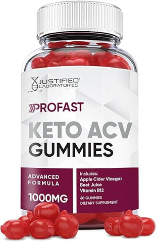 ProFast Keto ACV Gummies 1000MG – Vegan Non GMO com Suco de Romã, Beterraba e Vitamina B12 – 60 Gummys - Justified Laboratories