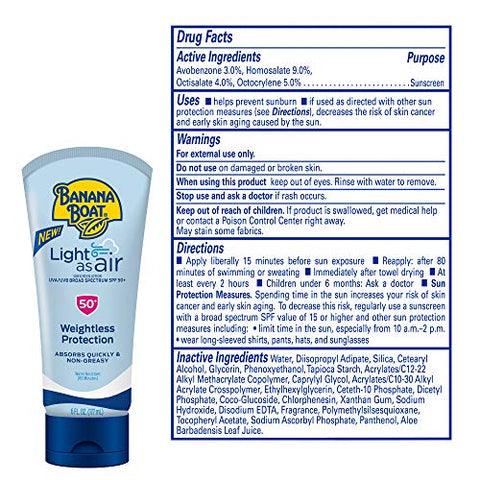 Protetor Solar Loção FPS 50 Twin Pack | Protetor Solar Leve, Loção Protetora Solar, Banana Boat Loção Protetora Solar para o Corpo, Protetor Solar Não Oleoso, Oxybenzone - Banana Boat
