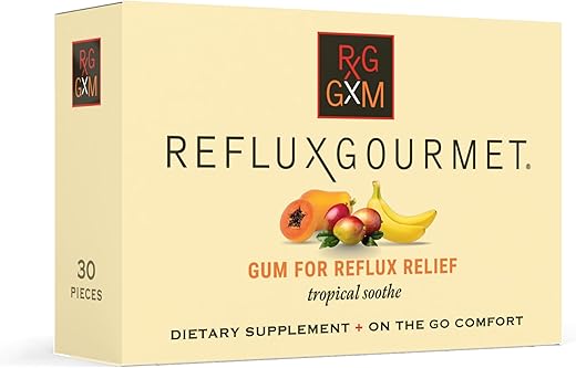REFLUX GOURMET - Goma Terapêutica de Alginato e Bicarbonato de Sódio Reflux Gourmet Tropical para Refluxo Ácido, Suporte Oral, Cognitivo e Digestivo, Natural com Gengibre, Aipo, Aloe, Açúcar