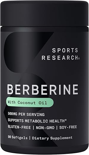 Suplemento Sports Research Berberine® com Óleo de Coco Orgânico – Herbal