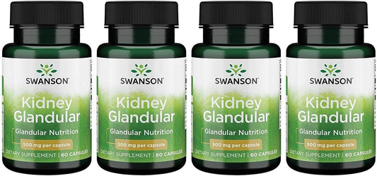 Glandular Renal 500 mg 60 Cápsulas – Kit com 4 Embalagens - Swanson