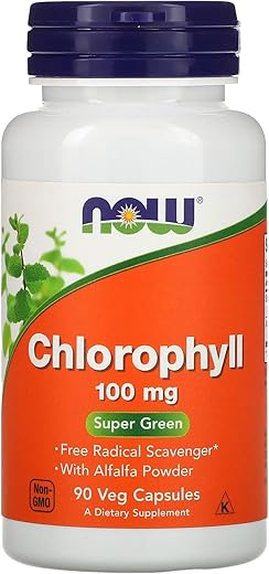 Clorofila, 100 mg, 90 Cápsulas Vegetais – Energia e Saúde - NOW Foods