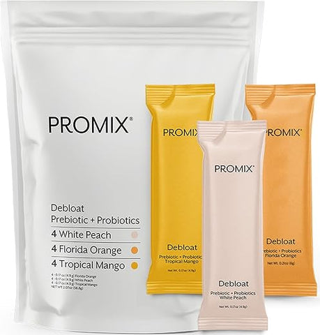 ProMix Nutrition - Promix Debloat Prebióticos e Probióticos – Suporte Imunológico para Saúde Digestiva, Alívio de Náuseas, Reparo Intestinal – Kit Variado – 12 Unidades