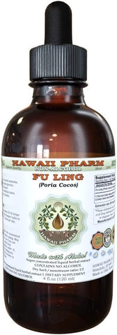 Fu Ling Extrato Líquido Sem Álcool, Fu Ling, Poria (Poria Cocos) Glicerito de Esclerócio Hawaii Pharm Herbal Natural 120 ml